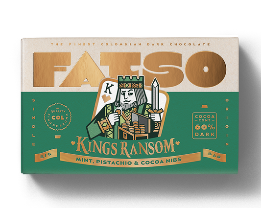 Fatso Chocolate - KING'S RANSOM  / Mint, Pistachio, cocoa nibs (10 x 150g Bars)