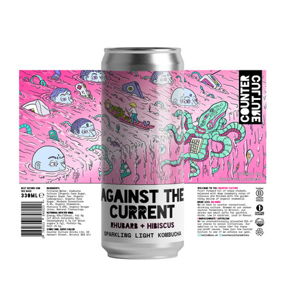 Counter Culture - Against the Current // Rhubarb + Hibiscus Sparkling Light Kombucha