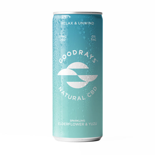 Goodrays CBD Seltzer - Elderflower & Yuzu (12x 250ml) // Stores Supply // GoodRays